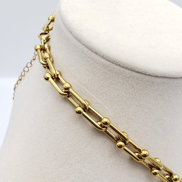 18k Gold Plated Stainless Steel Chain W/ Authentic Louis  Authentic Louis Vuitton Padlock Pendant with Unbranded 18k Stainless Steel Chain